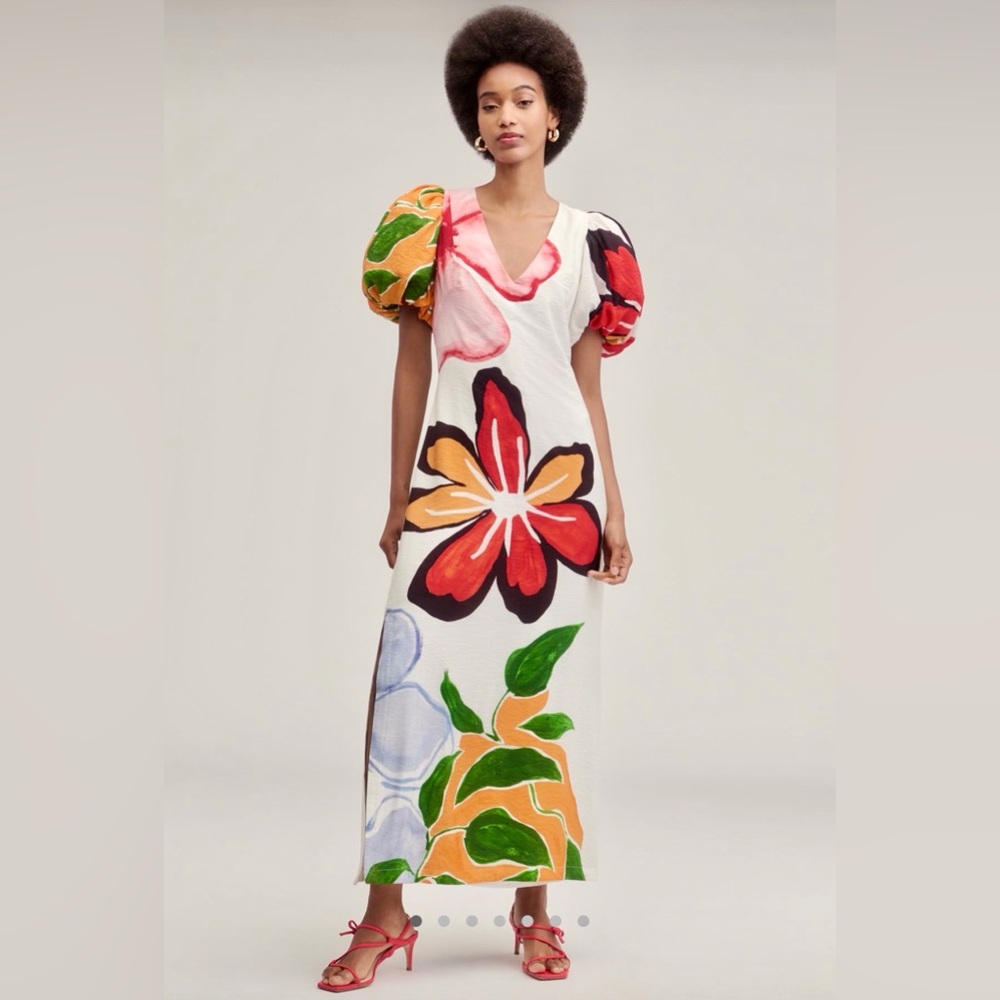 Anthropologie Puff-Sleeve A-Line Maci Dress